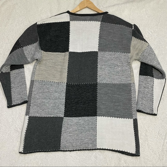 Jessie Vintage Pullover Sweater Women Size L Square Panel Geometric Patchwork - Picture 8 of 8